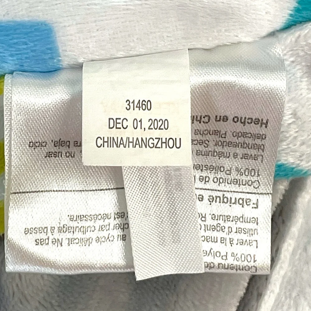 S L Home Fashions Baby Blanket Giraffe Elephant Rhino Blue Green Gray